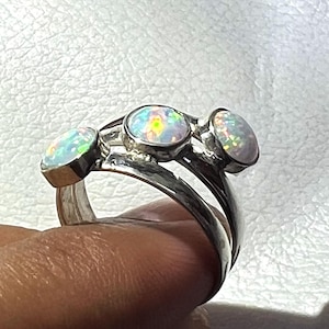 White Fire Opal Gemstone Ring 925 Solid Sterling Silver Ring Handmade Amazing Fire Opal Stone Size 6x6mm Birthday Gift independence day Ring