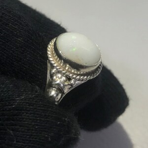 Australian Opal Ring: 925 Sterling Silver, Oval Cabochon (9x7 mm)