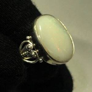 Australian Opal Ring: Solid 925 Sterling Silver, Oval Cabochon (16x12 mm)