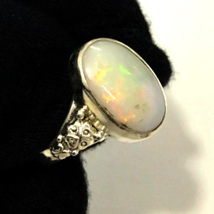Natural Australian Opal Multi Fire Gemstone Ring 925 Solid Sterling Silver Ring AAA Opal Stone Size 10x15 mm Gift Wedding,Promise Ring