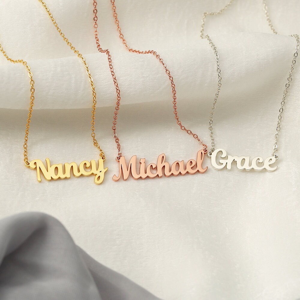 Script Name Necklace Personalized Sterling Silver Name Etsy