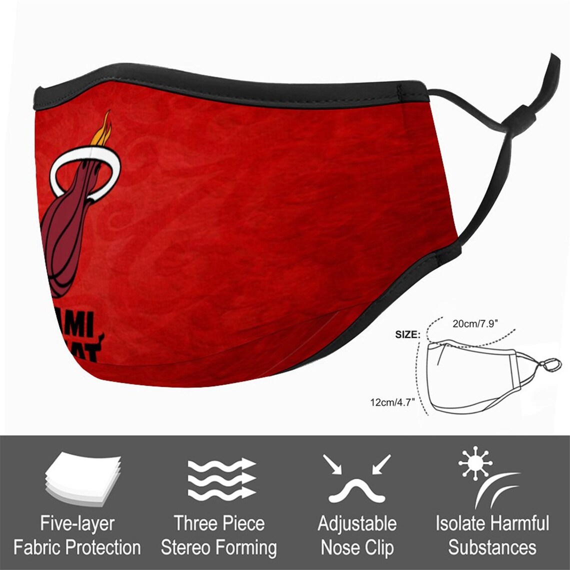 Custom Miami Heat face mask NBA Miami Heat Let's Go Heat Etsy