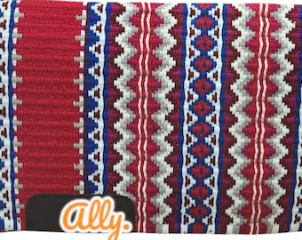 Show Red Cream Blue White  Handmade Western Saddle Blanket Ranch Pad New Zealand Wool Show Pad/Yucca Pad for Horse riding Custom 34X42