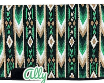 Black Light Beige Dark Green  Handmade Western Saddle Blanket Ranch Pad New Zealand Wool Show Pad/Yucca Pad for Horse riding Custom 34X42