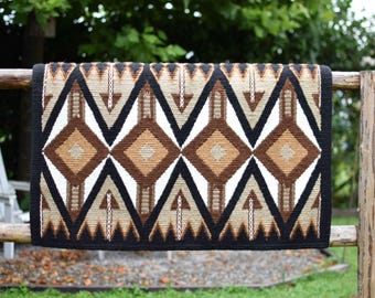Hand-Loomed New Zealand Wool Saddle Blanket: Western Show Pad, 34x42
