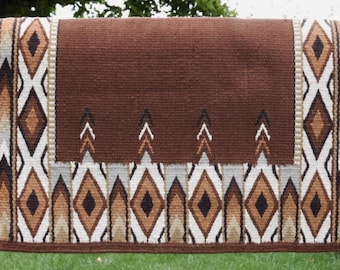 Hand-Loomed New Zealand Wool Saddle Blanket – Chocolate Brown Ranch Pad (34X42)