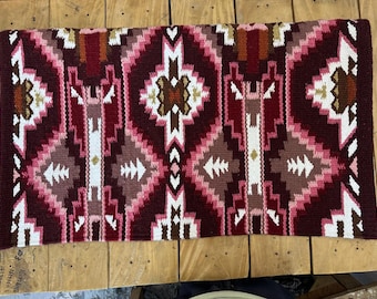 Handmade New Zealand Wool Western Saddle Blanket, Pink Show Pad 34x42