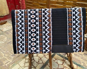 Copper Black Best Selling Handmade Western Saddle Blanket Ranch Pad Show Pad Newzealand Wool Show Pad   / Yucca Pad for Horse riding 34X42