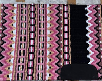 Handmade Pink Western Saddle Blanket, New Zealand Wool 34x42