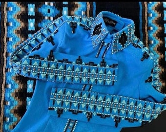 - Chemise de concours western bleue la plus vendue | Robe de reine de rodéo | Veste de concours pour l'équitation et l'esprit sportif Chemise de concours en taffetas