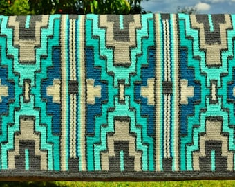 Grön bästsäljande handgjord western sadelfilt Ranchpad Tävlingspad Nya Zeeländsk ull Tävlingspad Yuccapad Sadelpad Ridpad 34 X 42