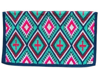 Best Selling  Pink Mint Western Saddle Blanket Ranch Pad Show Pad Newzealand Wool Show Pad   / Yucca Pad for Horse riding Custom 34X42