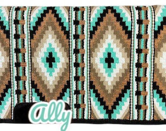 Black Light Beige Bronze Metallic Handmade Western Saddle Blanket Ranch Pad New Zealand WoolShow Pad/Yucca Pad for Horse riding Custom 34X42
