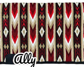 Bordeaux Black Dark Red  Handmade Western Saddle Blanket Ranch Pad Show Pad New Zealand WoolShow Pad/Yucca Pad for Horse riding Custom 34X42
