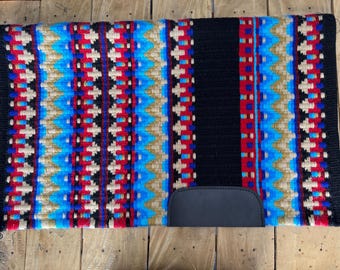 Black White Blue Red Handmade Western Saddle Blanket Ranch Pad New Zealand Wool Show Pad/Yucca Pad for Horse riding Custom 34X42