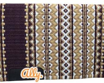 White Burgundy Gold  Handmade Western Saddle Blanket Ranch Pad New Zealand Wool Show Pad/Yucca Pad for Horse riding Custom 34X42