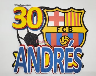 Decorazione per torta del Barcellona FC, decorazione per festa di compleanno a tema calcio