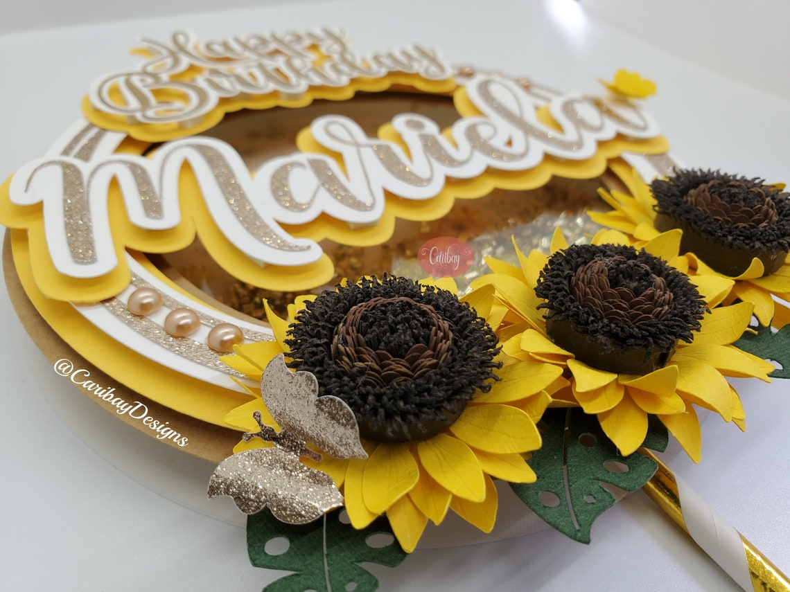 Sunflowers Cake Topper Shaker Floral Cake Topper Sunflowers Etsy
