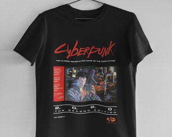 Cyberpunk Original Classic 80s Pen and Paper Game T-Shirt: Vintage Retro Gaming Tabletop RPG Graphic Tee Shirt