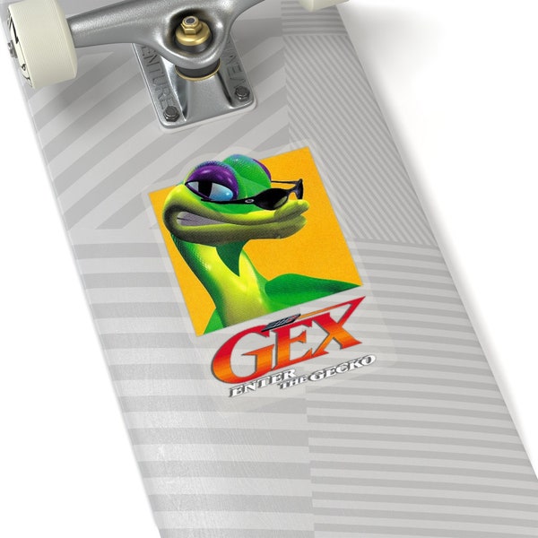 Gex into the Gecko Kiss-Cut Sticker: Retro Gaming Transparent and White Stickers