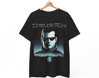 Deus Ex T-Shirt: Unisex Cyberpunk Retro Gaming Graphic Tee Shirt