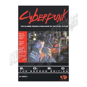 Cyberpunk Classic Role Playing Game Poster: 3 Sizes, 80s Retro Vintage Style Pen and Paper RPG Box Art