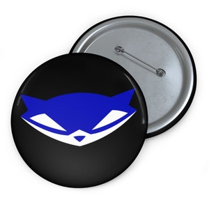 Sly Cooper Pin Button: Custom-made safety pin, metal, 3 Sizes