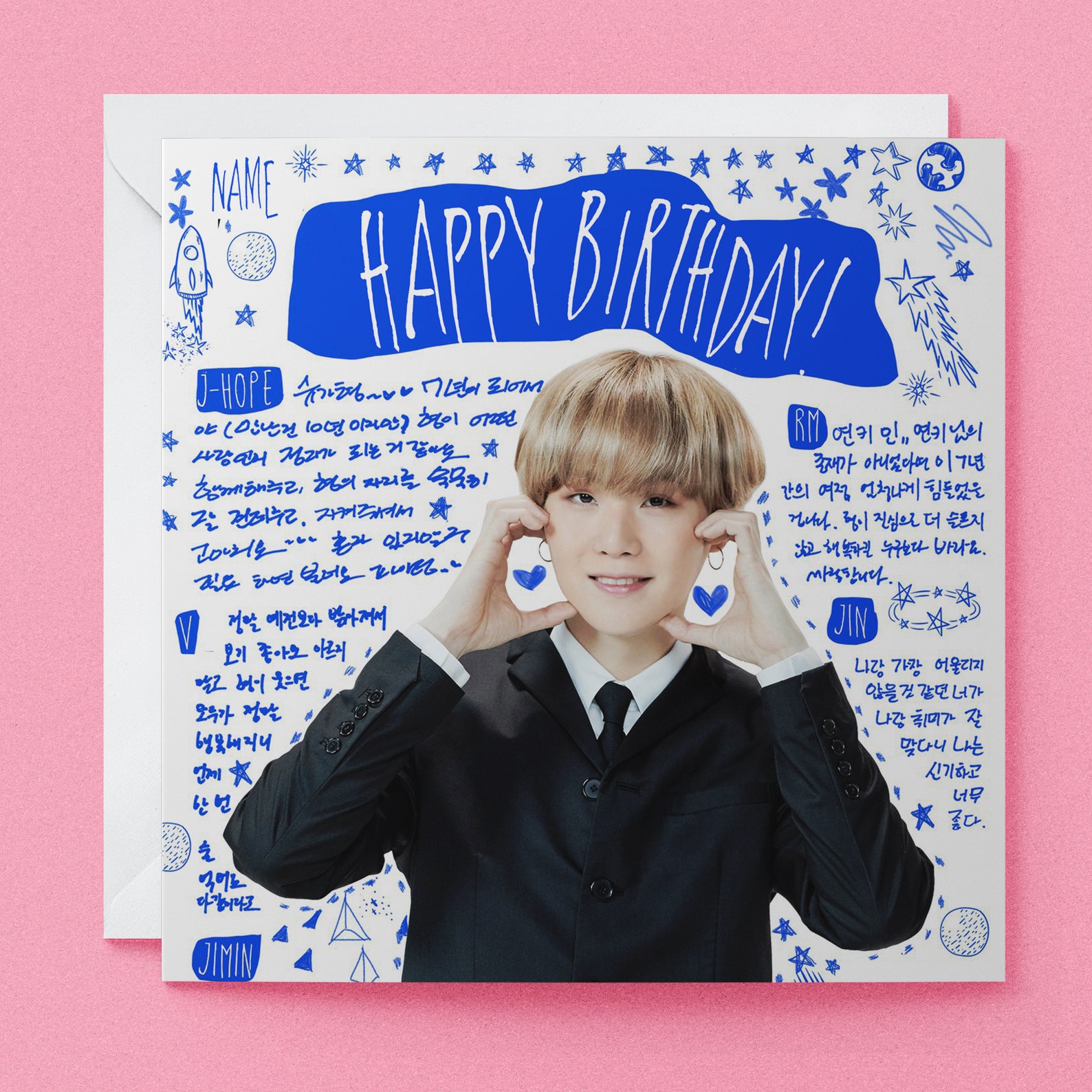 SUGA Personalized Birthday Card Custom Kpop Birthday Card Etsy