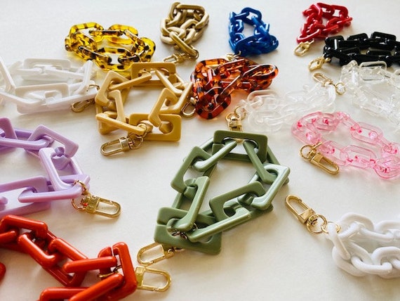 WRISTLET Acrylic Chain Link Wristlet / Attaches to Zipper / Multiple Colors