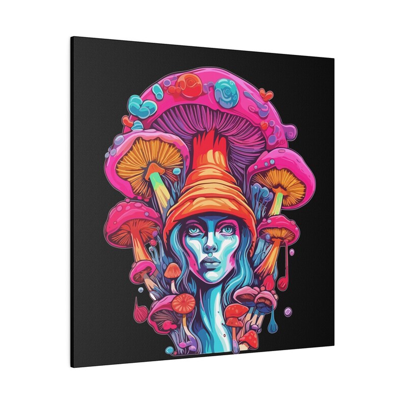 Psychedelic Mushrooms Wall Art Canvas Etsy