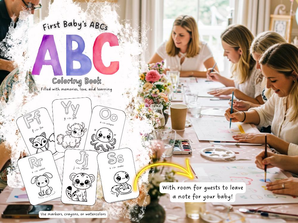 Keepsake Baby Shower ABC Coloring Book Baby Alphabet Coloring Pages ...
