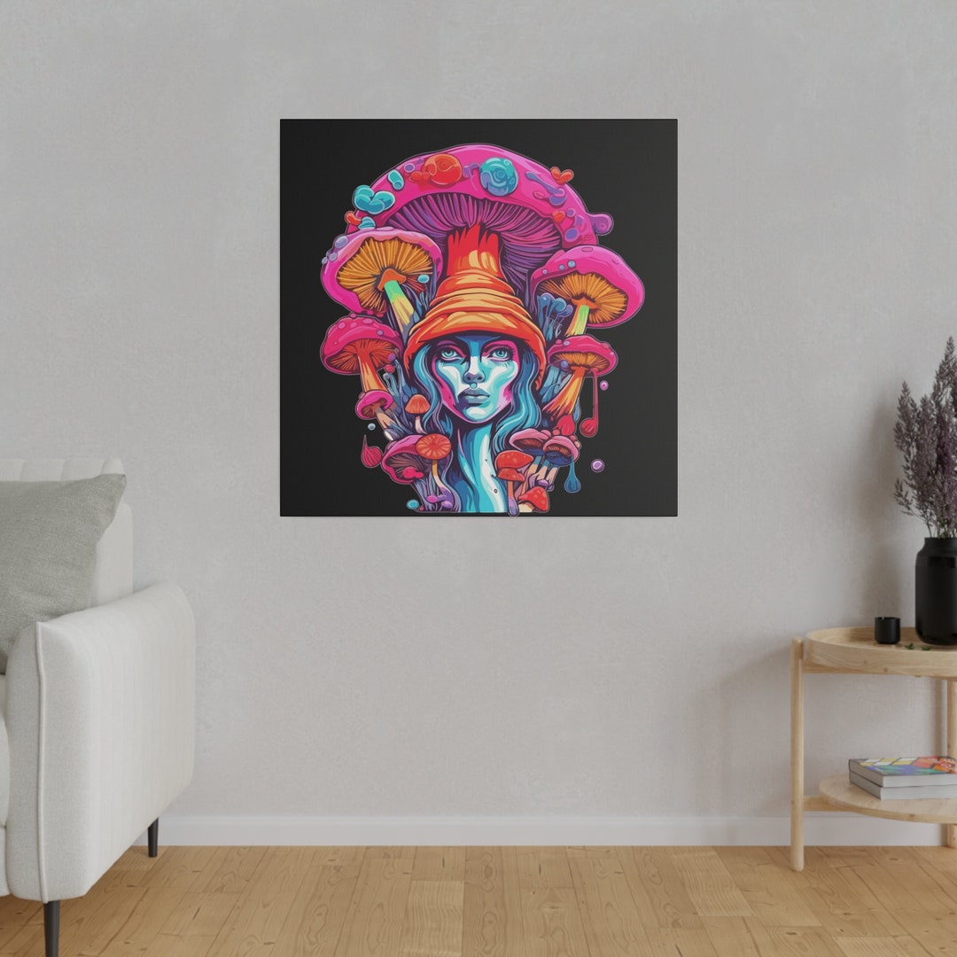 Psychedelic Mushrooms Wall Art Canvas Etsy