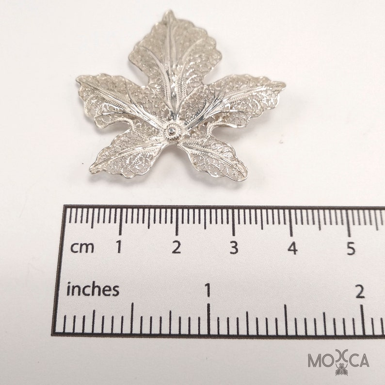 Wine Leaf Vintage Silver Brooch perfect detail portuguese filigree