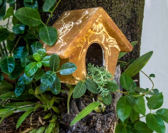 Vogelhaus aus Ton, Gartendeko, Vogel Futterhaus, Vogelhäuschen Haus für Vögel