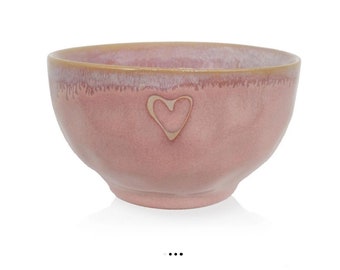 Stoneware Schale "Herz" rosa, Müslischale, Eisschale