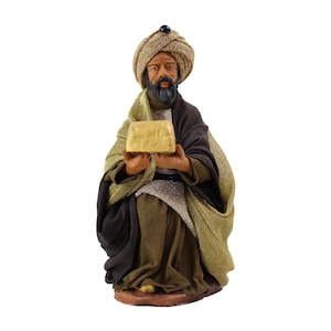 Holy Three Kings Melchior Kneeling 13 cm - Model 07 - Christmas Crib - Christmas - Handmade - Handmade Nativity Figure - Three Wise Men
