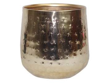Flowerpot gold made of metal, planter, plant pot, flower pot