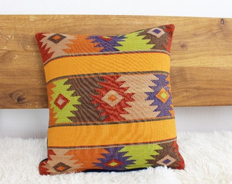 Handmade sofa cushion &quot;Yaluma&quot;, orange, cushion cover with filling cushion, decorative cushion colorful
