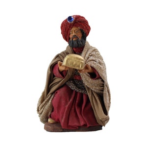 Holy Three Kings Melchior Kneeling 11 cm - Model 06 - Christmas Crib - Christmas - Handmade - Handmade Nativity Figure - Three Wise Men