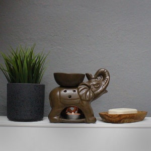 Fragrance lamp made of ceramic elephant brown, tealight holder, aromatherapy, decoration, handmade