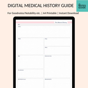 Digital Medical History Notes | For Healthcare Students | With Sections to Structure Your Notes | GoodNotes & Notability | Instant Download