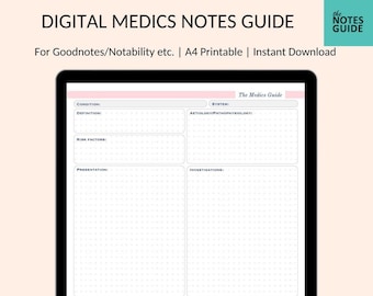 Digital Medics Notes | For Healthcare Students | With Sections to Structure Your Notes | GoodNotes & Notability | Instant Download