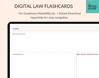 Digital Law Flashcards | For Law Students | With Hyperlinks | GoodNotes & Notability | Instant Download