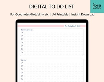 Digital To Do List | To Structure Your Day | GoodNotes & Notability | Instant Download