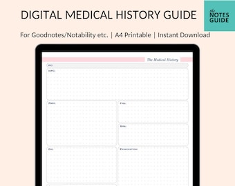 Digital Medical History Notes | For Healthcare Students | With Sections to Structure Your Notes | GoodNotes & Notability | Instant Download