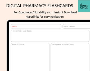 Digital Pharmacy Flashcards | For Healthcare Students | With Hyperlinks | GoodNotes & Notability | Instant Download