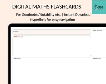 Digital Maths Flashcards | For Maths Students | With Hyperlinks | GoodNotes & Notability | Instant Download