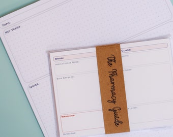 Pharmacy Flashcards and Notepad Bundle | For Healthcare Students | 300 gsm Flashcards | 90 gsm Notepad