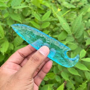 Hand Knapped Aqua Obsidian Arrowhead: Ceremonial Dragon Glass Knife