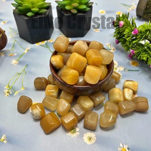 Bulk 1 KG Honey Calcite Tumbled Stones | Golden Tumbled Crystals for Healing & Energy | Wholesale Honey Calcite Tumbles Grounding Crystal